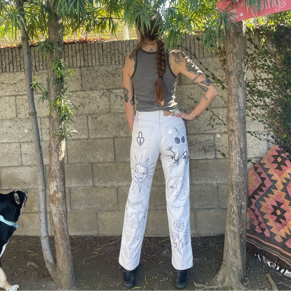 Vintage Upcycled handmade artwork jeans - Picture 4 of 12